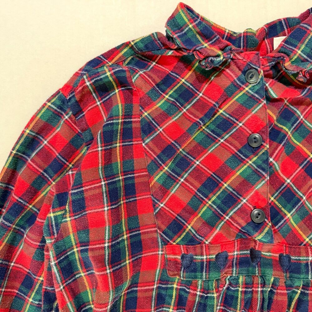 VTG 90s Red Plaid Flannel Long Night Gown, M Cozy Cabincore Cottage